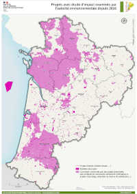 Nouvelle-Aquitaine : projets avec étude d'impact examinés par l'autorité environnementale depuis 2016 - atlas DREAL 2021