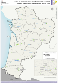 Nouvelle-Aquitaine : Centres de formation FIMO-FCO pour les conducteurs routiers au 1er janvier 2024 - atlas 2024