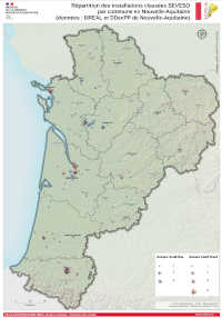 Nouvelle-Aquitaine : installations classées SEVESO par commune - atlas DREAL 2021