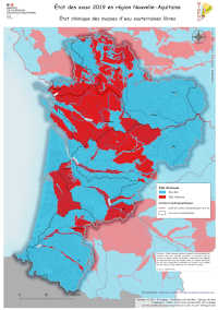 Nouvelle-Aquitaine : état chimique des masses d'eau souterraines libres en 2019