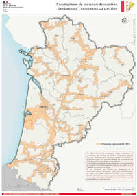 Nouvelle-Aquitaine : communes concernées par une canalisation de transport de matière dangereuse - atlas DREAL 2021