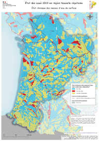 Nouvelle-Aquitaine : état chimique des masses d'eau de surface en 2019