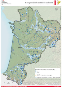 Nouvelle-Aquitaine : barrages classés au titre de la sécurité - atlas DREAL 2021