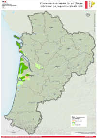 Nouvelle-Aquitaine : communes concernées par un PPRIF - atlas DREAL 2021