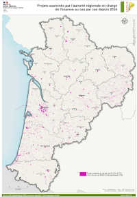 Nouvelle-Aquitaine : projets examniés par l'autorité régionale en charge de l'examen au cas par cas depuis 2016 - atlas DREAL 2021