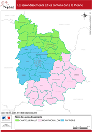 Les arrondissements et les cantons dans la Vienne