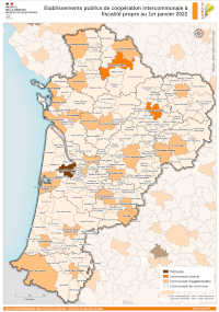 Nouvelle-Aquitaine : Etablissements publics de coopération intercommunale a fiscalité propre - atlas DREAL 2021