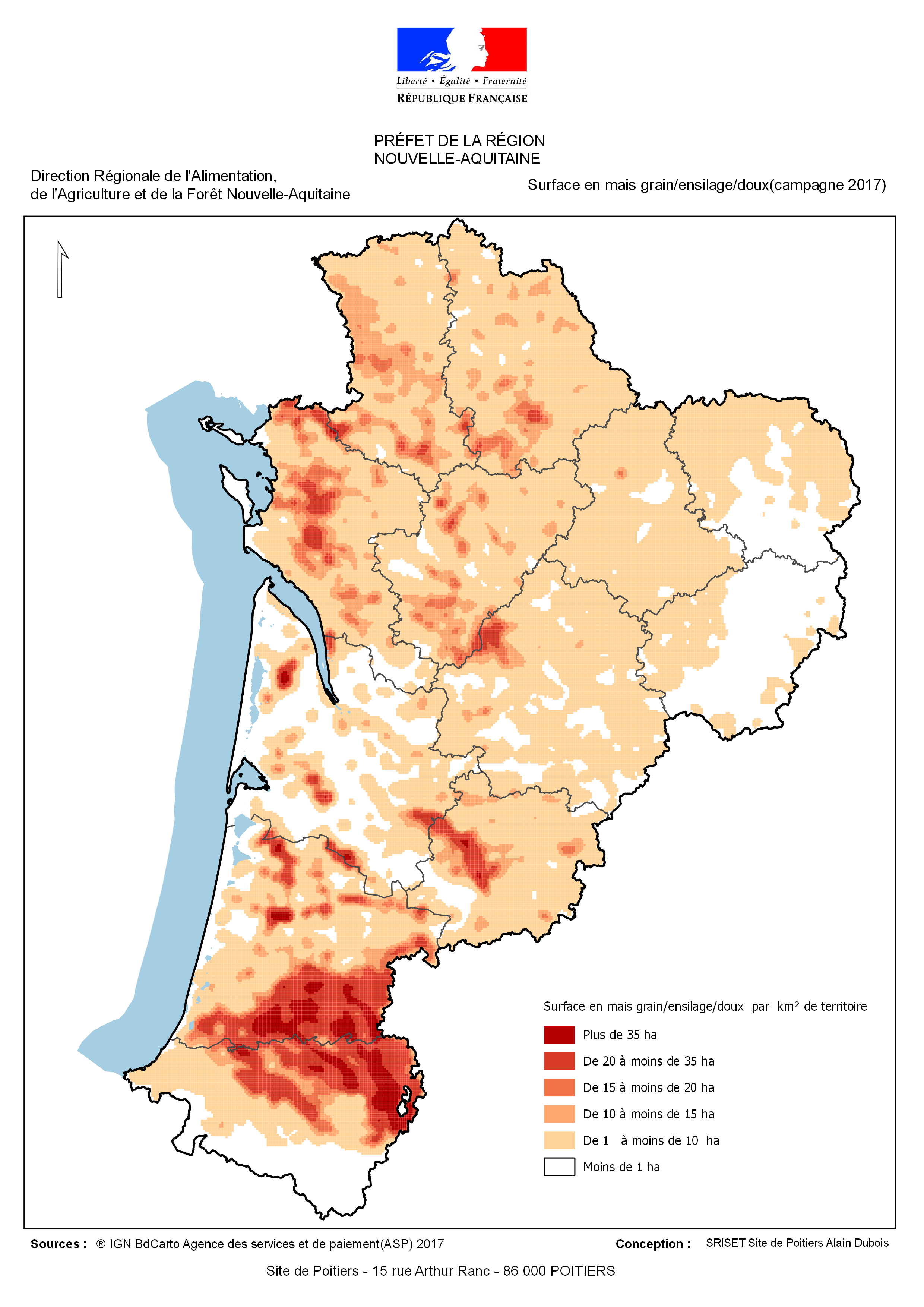 Nouvelle Aquitaine : Les surfaces semées en mais grain-semence durant la campagne 2017