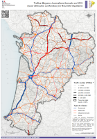 Nouvelle-Aquitaine : trafics moyens journaliers annuels 2019 - atlas 2023