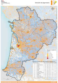 Nouvelle-Aquitaine : densité de logements - atlas DREAL 2021