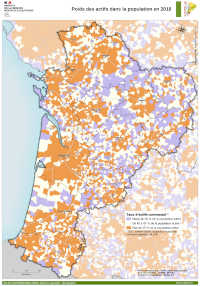 Nouvelle-Aquitaine : poids des actifs dans la population en 2018 - atlas DREAL 2021